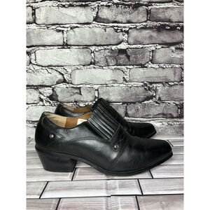 Dingo Black Leather Casual Low Cut Heel Booties Shoes Women Sz 9.5M US/40EU
